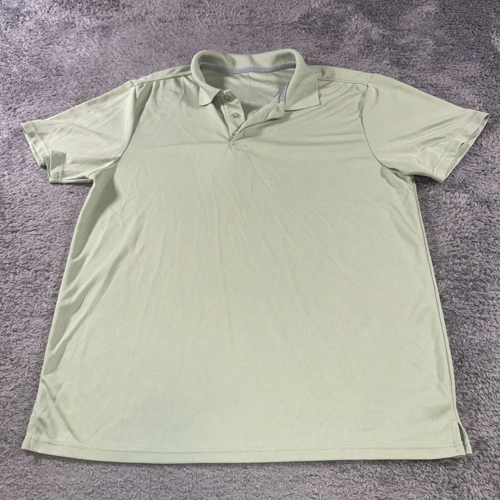 Unbranded Mens Performance Golf Polo Shirt Large L Light Green Sage Short Sleeve